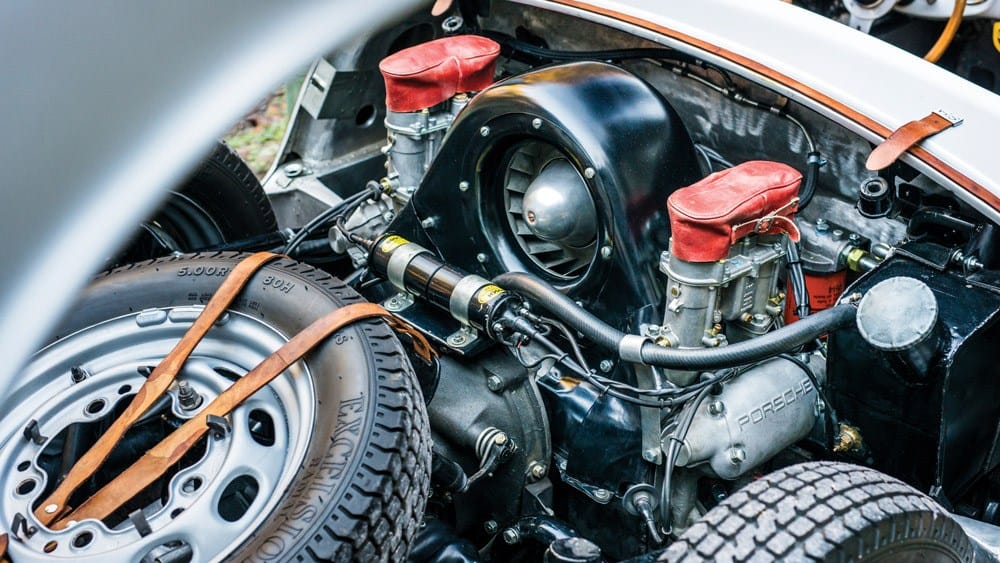The air-cooled flat-four engine bay, up close